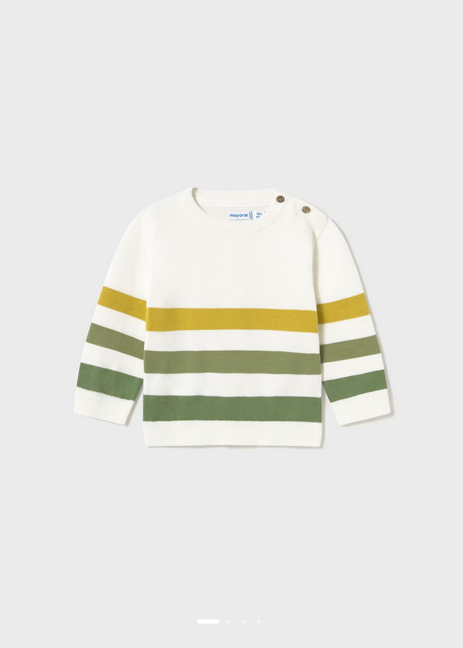 Baby Striped Sweater - Bay Leaf