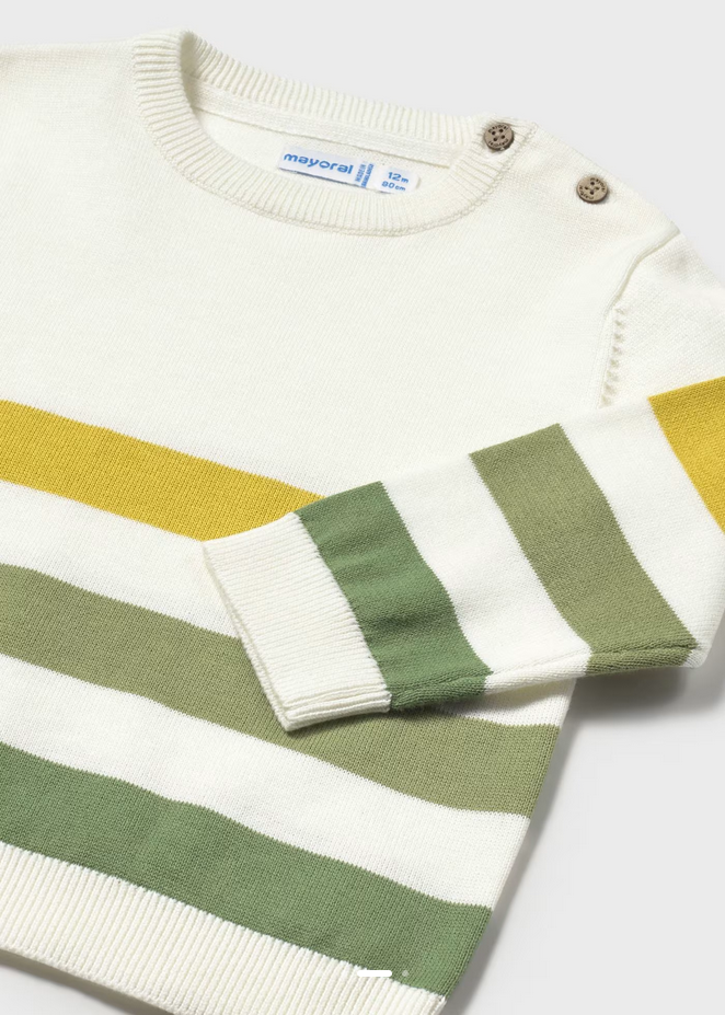 Baby Striped Sweater - Bay Leaf