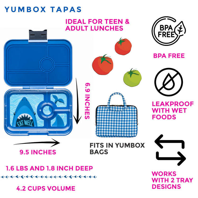 Yumbox Tapas - Monte Carlo Blue w/ Sharks
