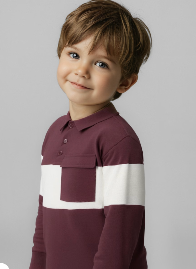 Boy Striped Knit Polo Shirt