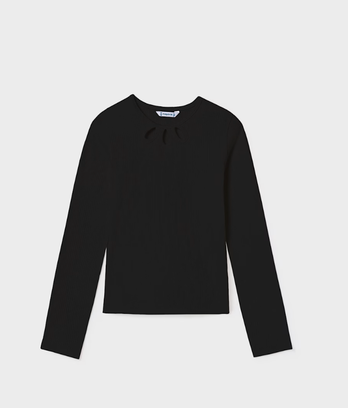 Girls Rib Knit Shirt - Black