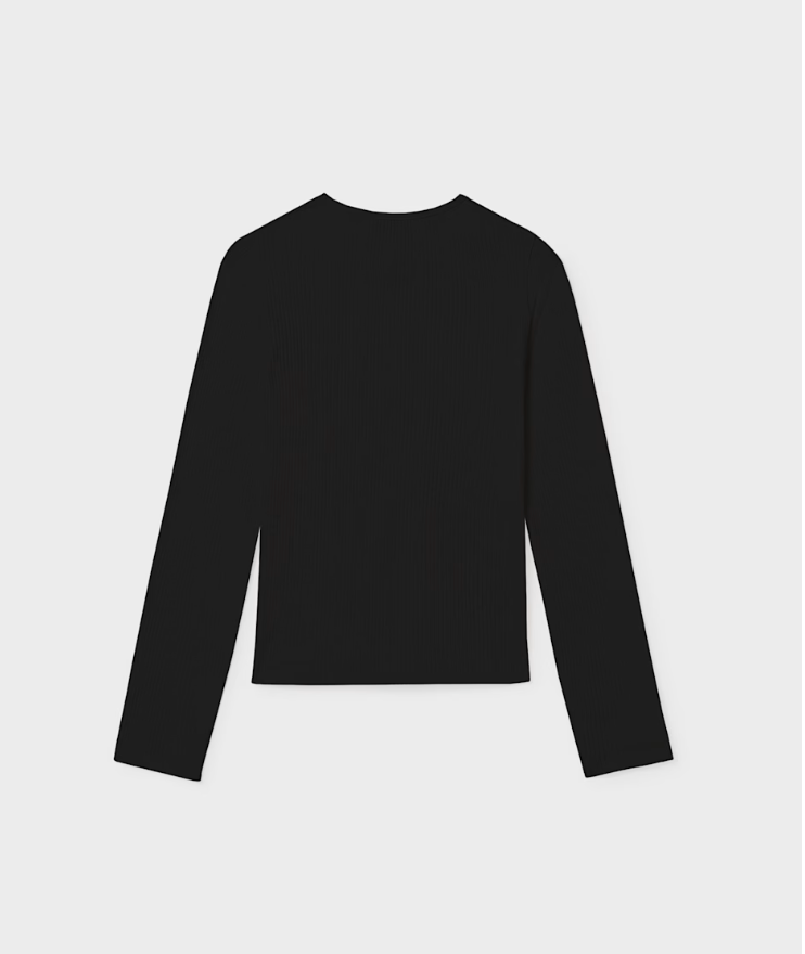 Girls Rib Knit Shirt - Black