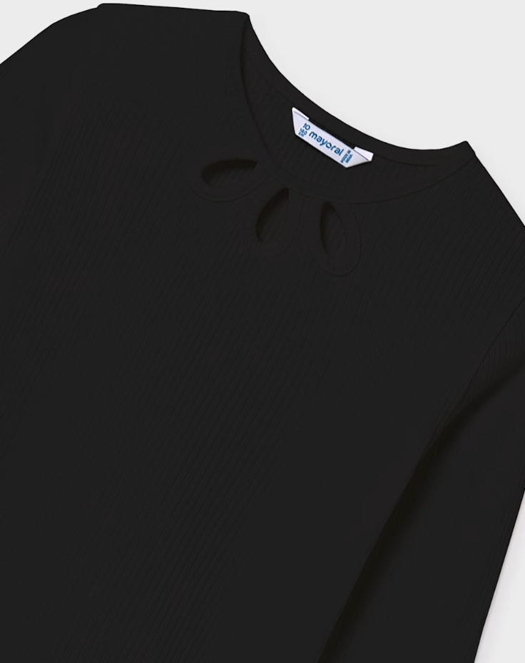 Girls Rib Knit Shirt - Black
