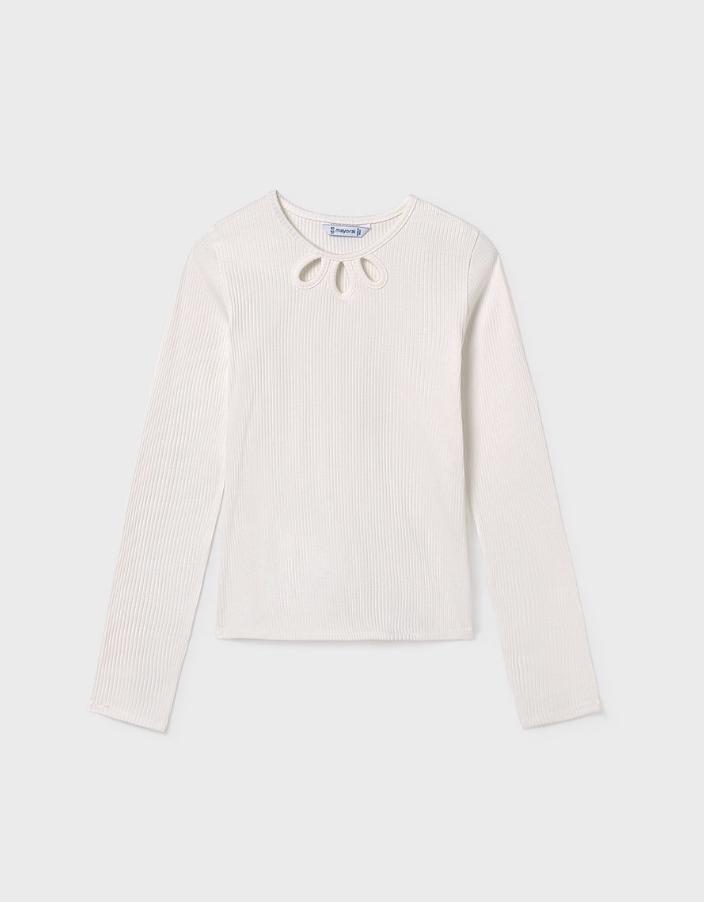 Girls Rib Knit Shirt - Cream
