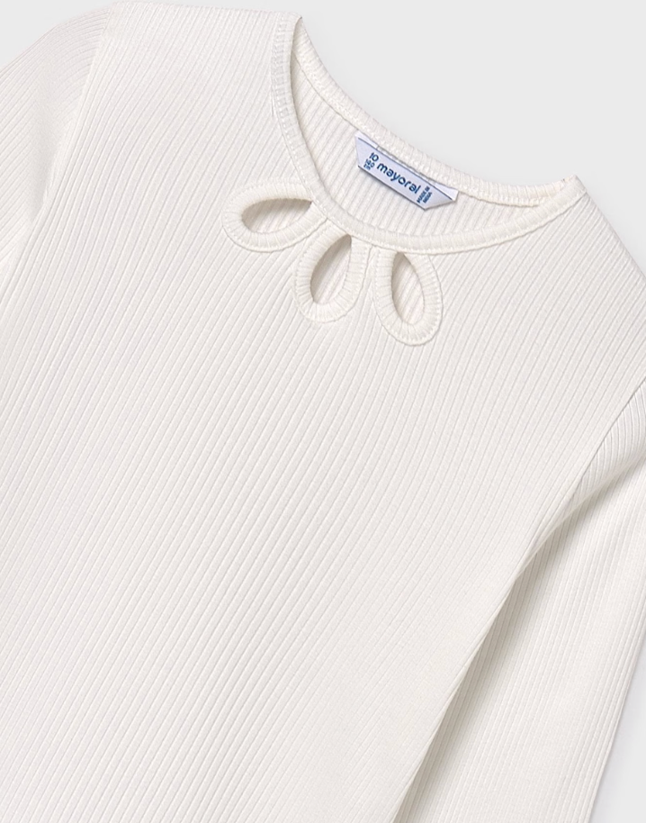 Girls Rib Knit Shirt - Cream