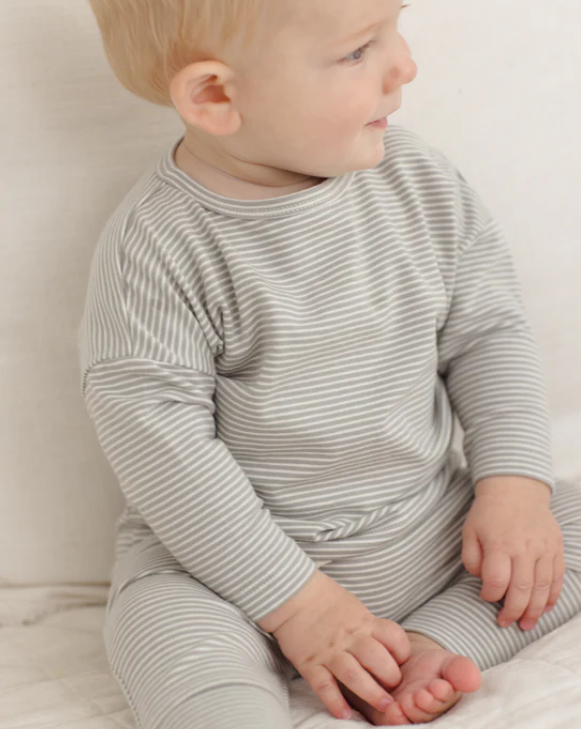 Drawstring Pant - Sage Micro Stripe