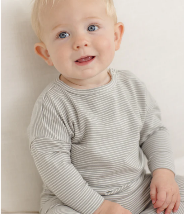 Long Sleeve Tee - Sage Micro Stripe