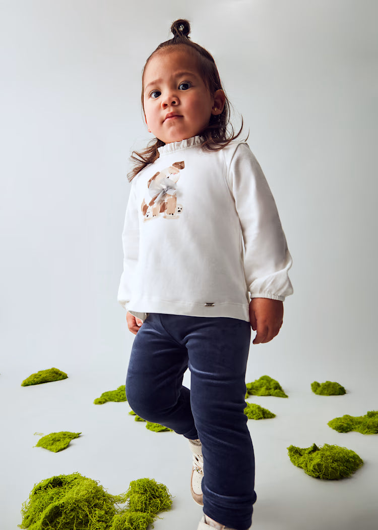 Baby Basic Velvet Leggings - Navy