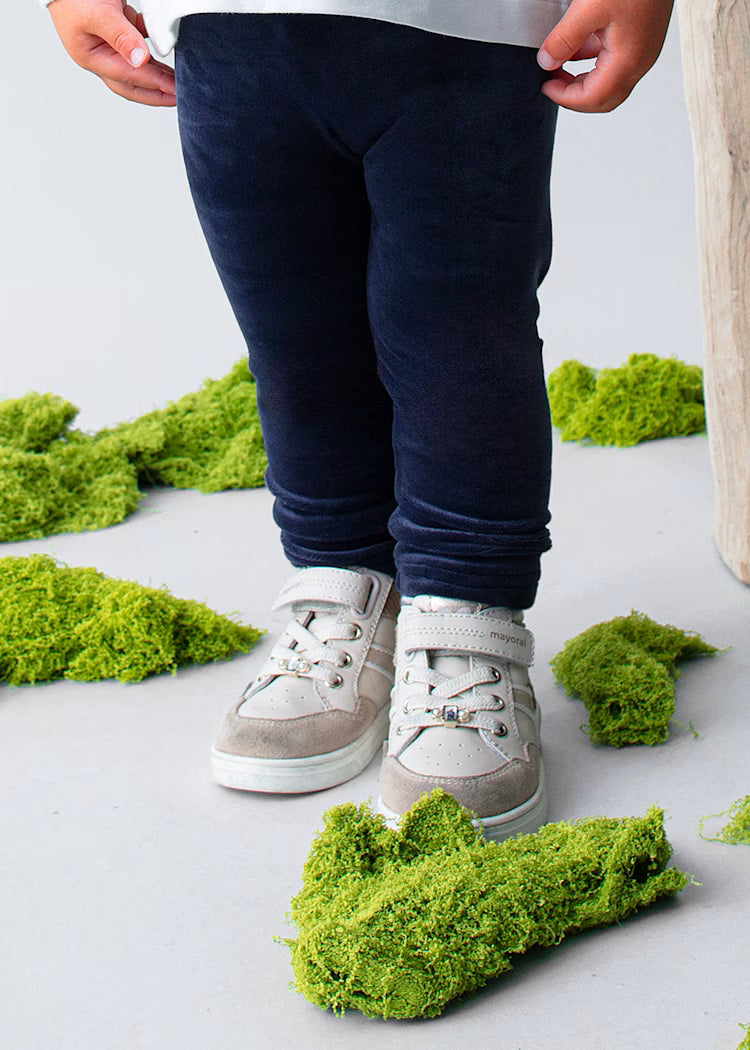 Baby Basic Velvet Leggings - Navy