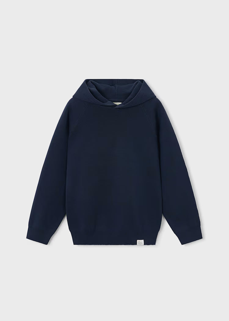 Knit Hooded Sweater - Navy