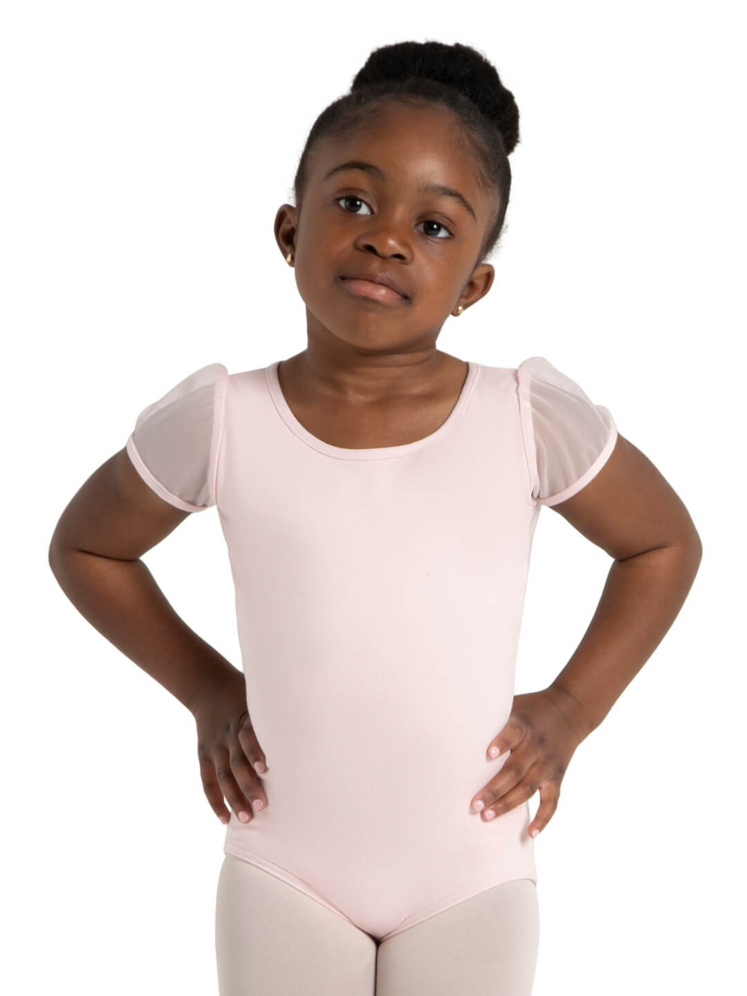 Puff Sleeve Keyhole Back Leotard - Pink