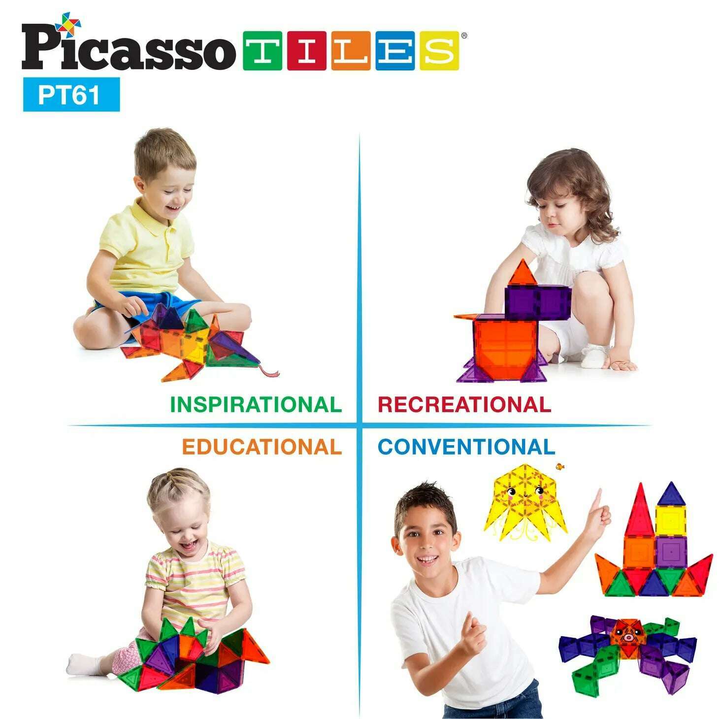 Picasso Tiles : 101pc Magnetic Tileset