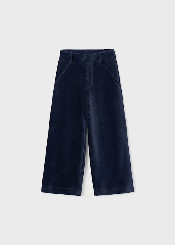 Navy Wide Leg Corduroy Pants