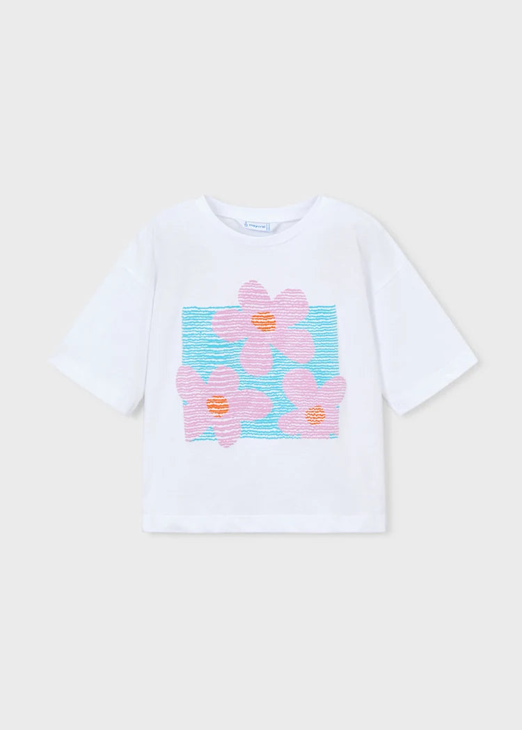 Drop Shoulder Flower Tee