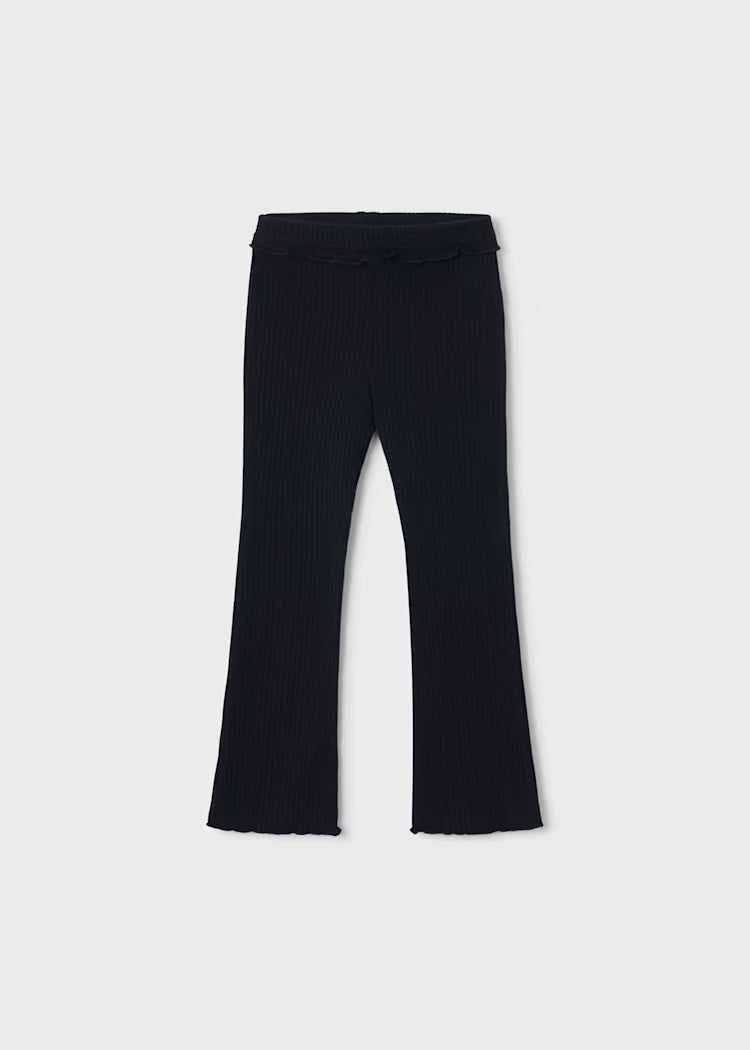 Ribbed Flare Leggings- Black