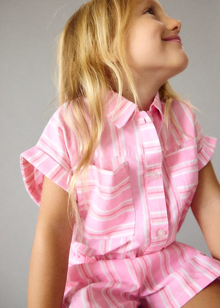 Striped Shorts & Blouse Set