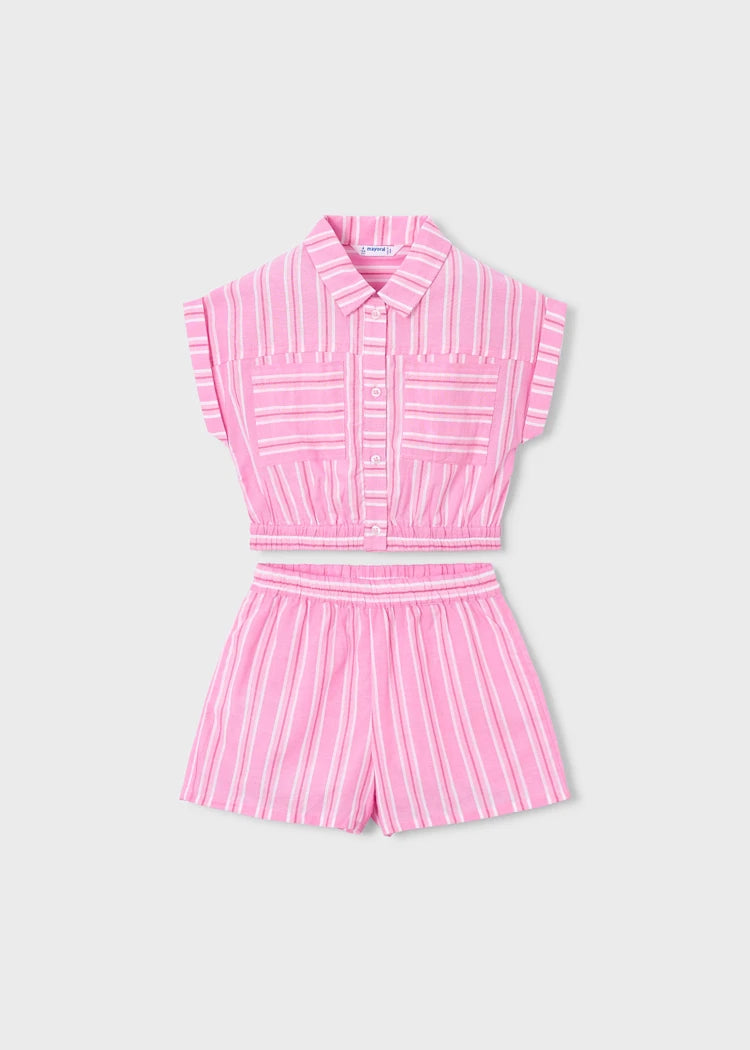 Striped Shorts & Blouse Set