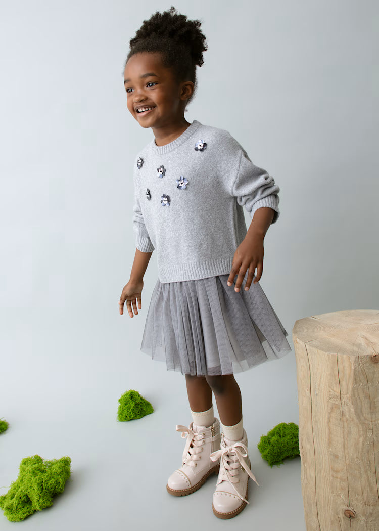 Tulle Knit Dress - 2 Pc