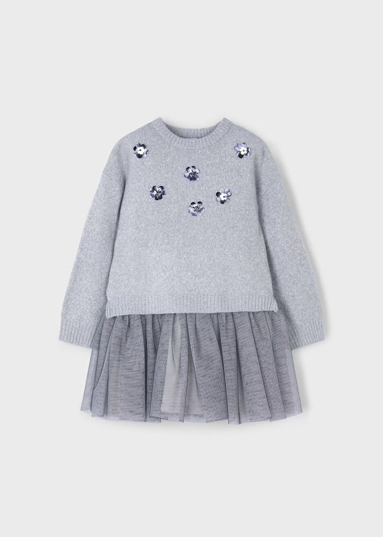 Tulle Knit Dress - 2 Pc