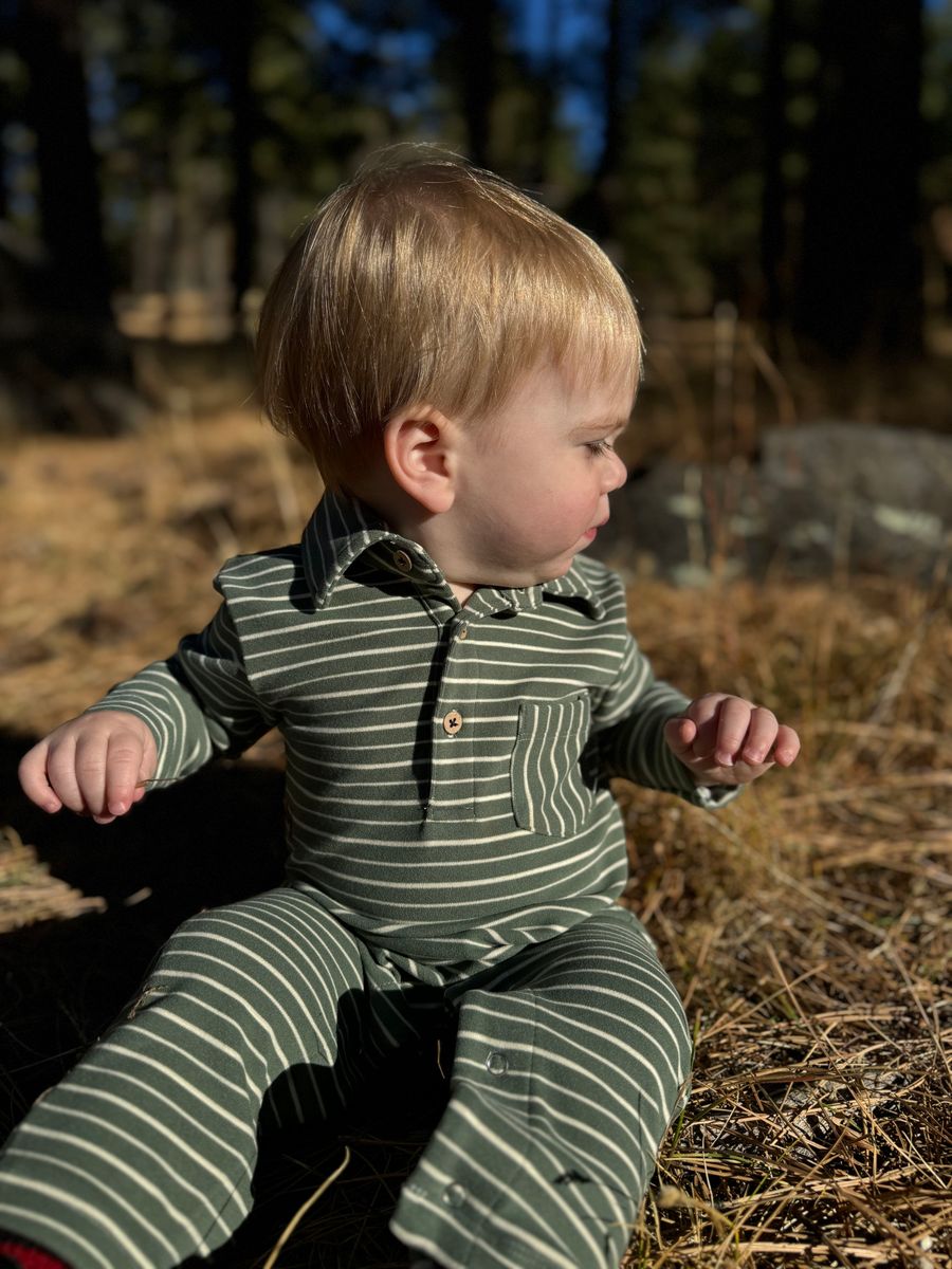 Kingston Polo Romper - Forest/Cream