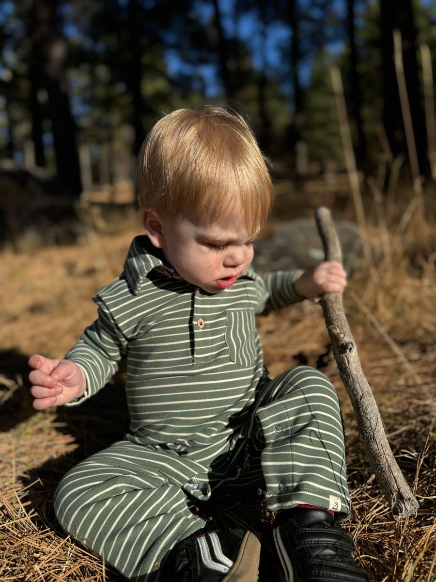 Kingston Polo Romper - Forest/Cream