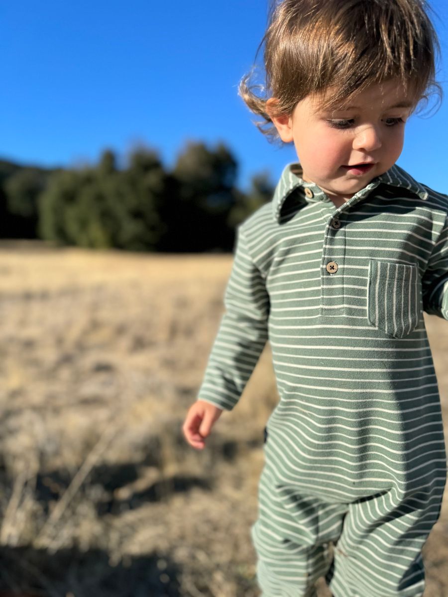 Kingston Polo Romper - Forest/Cream