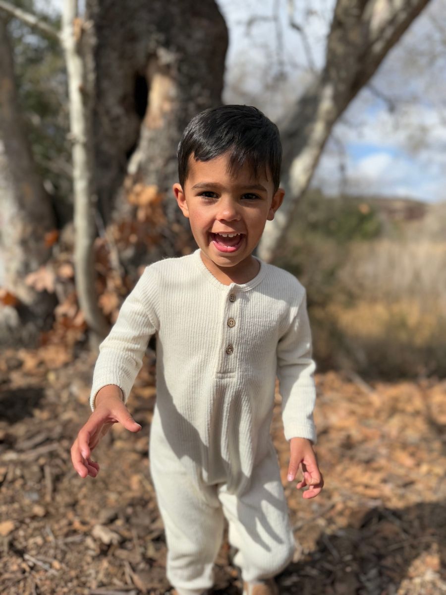 Mason Ribbed Henley Romper - Cream