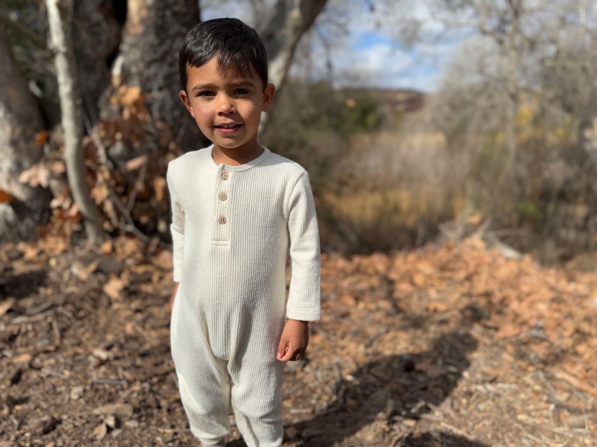 Mason Ribbed Henley Romper - Cream