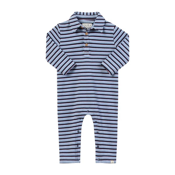 Navy Stripe Polo Romper