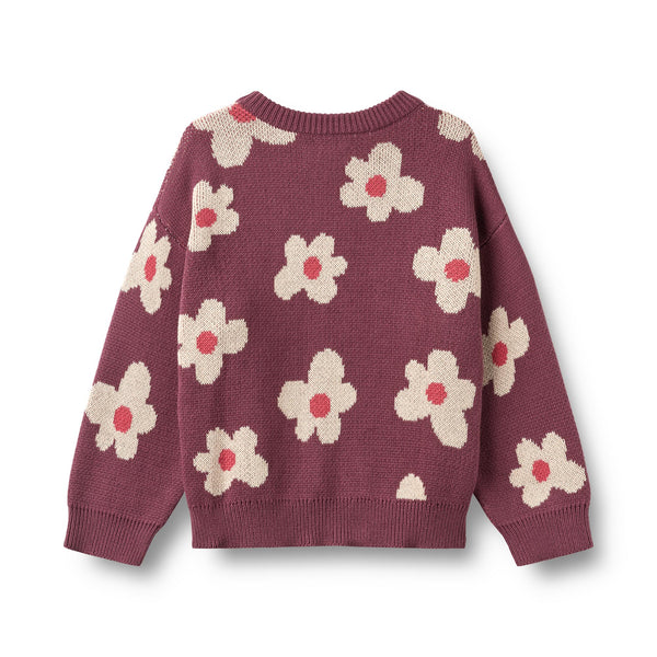 Jacquard Cardigan - Eggplant