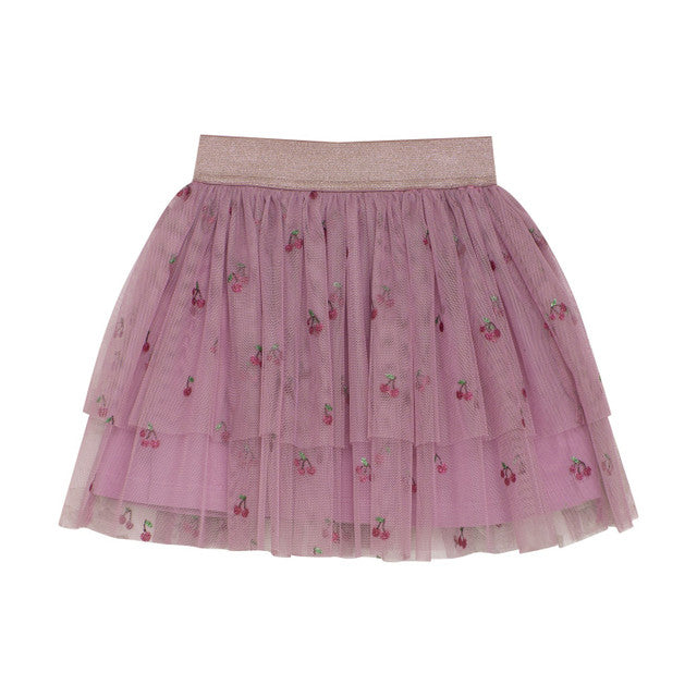 Cherry Print Mesh Skirt