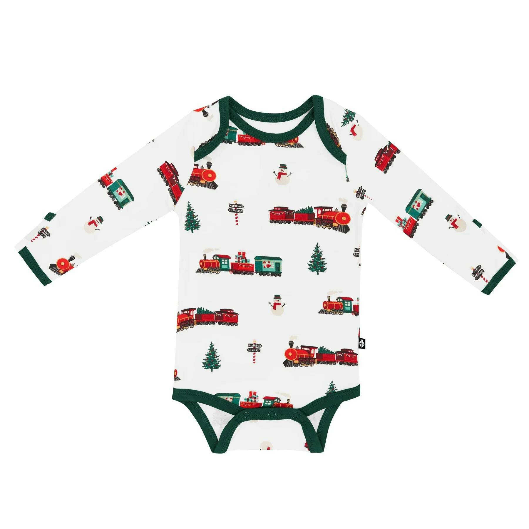 Long Sleeve Bodysuit in Holiday Train