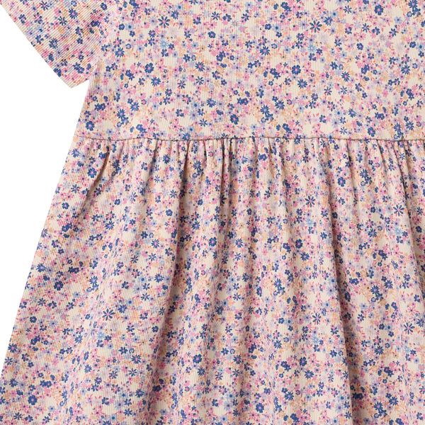 Jersey Dress - Pink and Blue Flowers