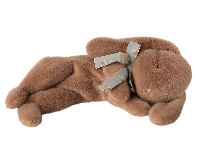 Sleeping bunny plush, Small - Soft brown