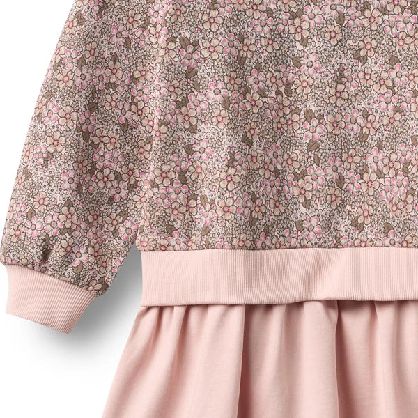 Sweat Dress Maggie - Rose Brown Flowers
