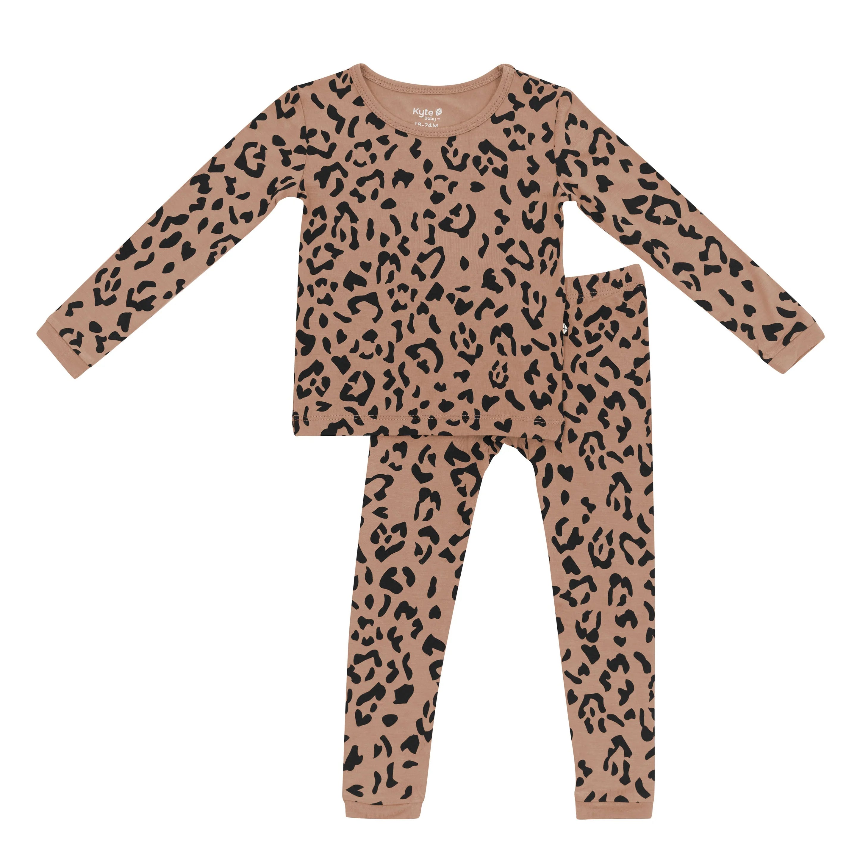 Long Sleeve Pajamas in Latte Leopard