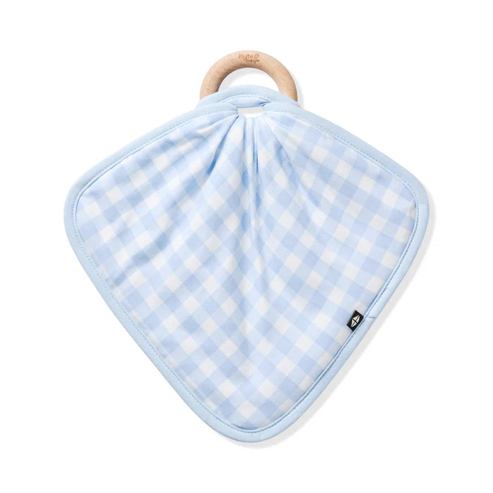 Lovey in Gingham Breeze with Removable Wooden Teething Ring