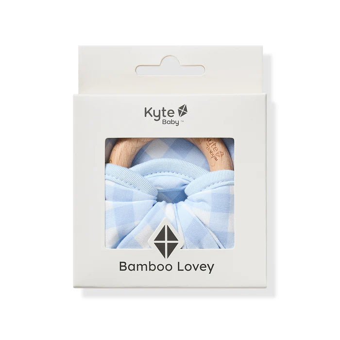Lovey in Gingham Breeze with Removable Wooden Teething Ring