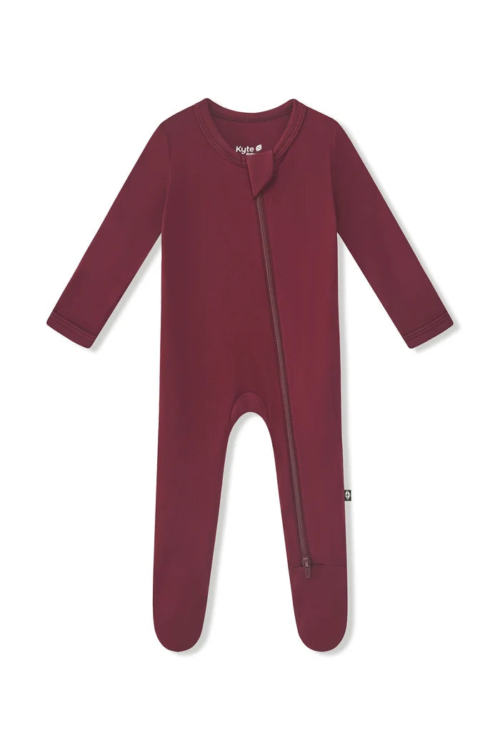 Zippered Footie in Burgundy