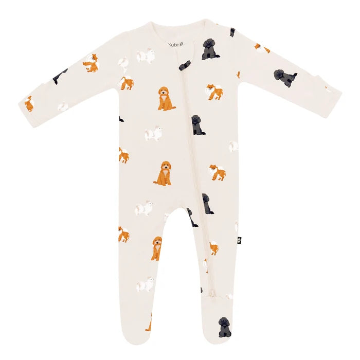 Zippered Footie in Fluffy Dog
