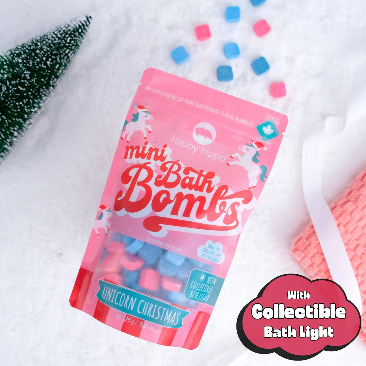 Merry Unicorn Christmas - Mini Bath Bombs with Bath Light