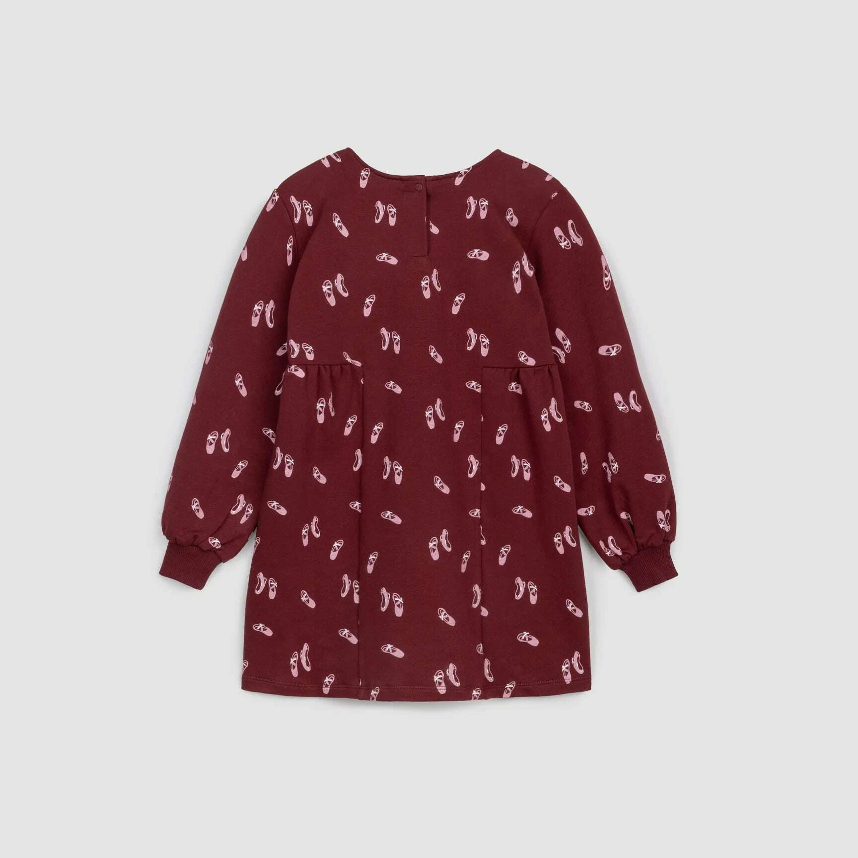 Ballerina Slippers Print on Burgundy Terry Dress