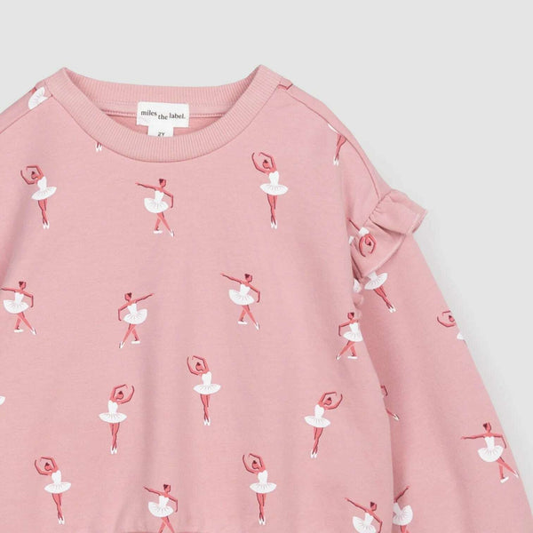 Ballerina Print on Rose Sweatshirt - Size 12M