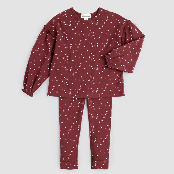 Confetti Print on Burgundy 2PC Set