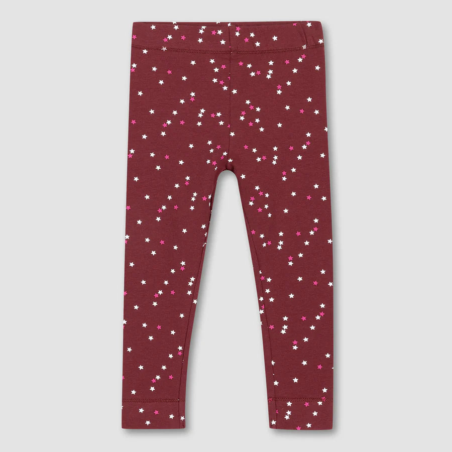 Confetti Print on Burgundy Leggings - Size 6X