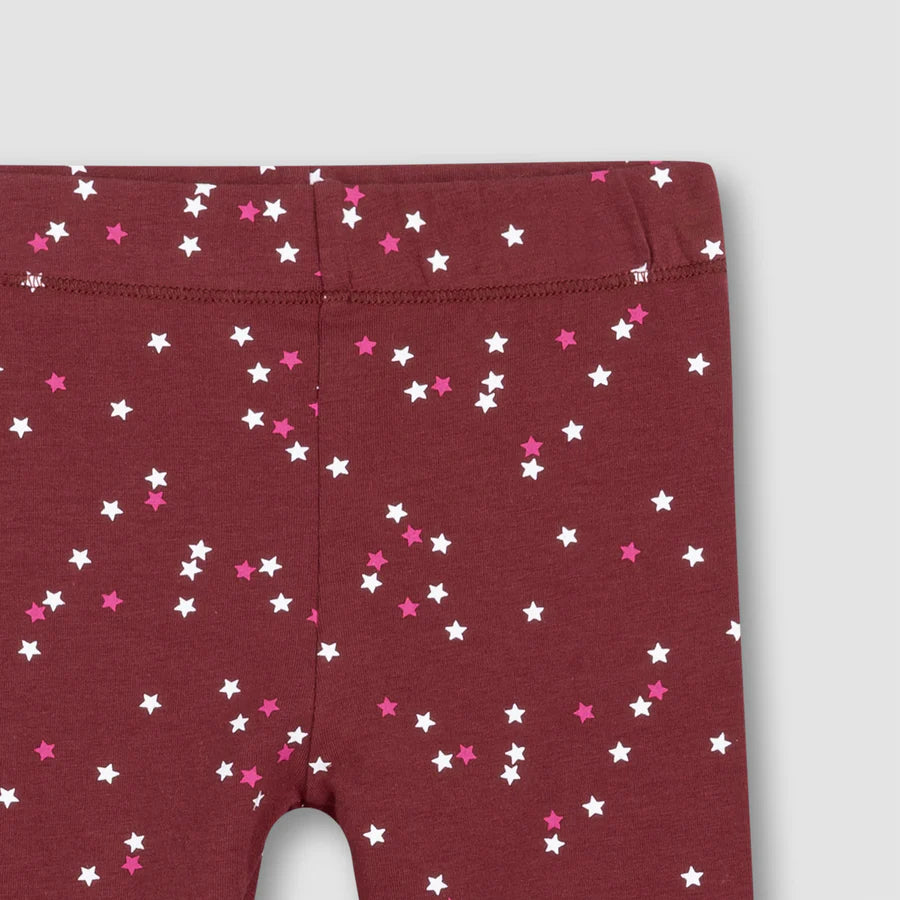 Confetti Print on Burgundy Leggings - Size 6X