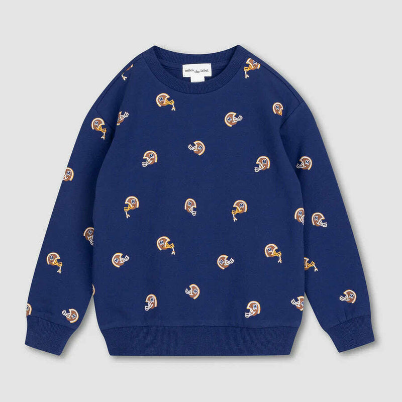 Helmet Print on Royal Blue Sweatshirt