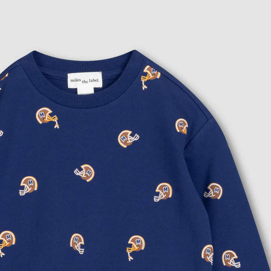 Helmet Print on Royal Blue Sweatshirt