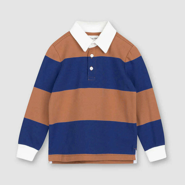 Copper and Royal Blue Long-Sleeve Polo Top