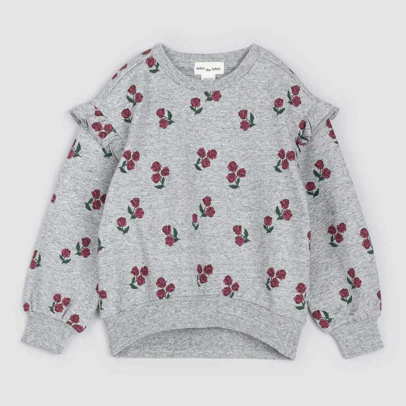 Roses Print on Heather Grey Sweatshirt